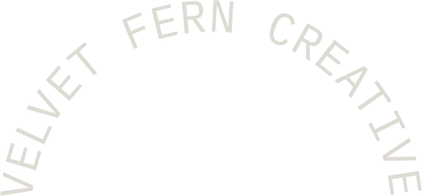 arch-logo-mushroom-vfc Velvet Fern Creative arched logo in mushroom colored text.