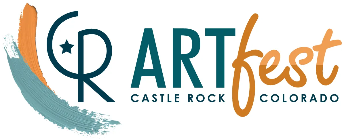 castle-rock-artfest-logo Castle Rock's Chamber of Commerce ArtFest logo in turqoise and orange colors.